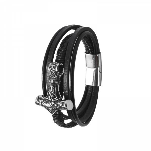 Armband Läder Mjönir Fimm