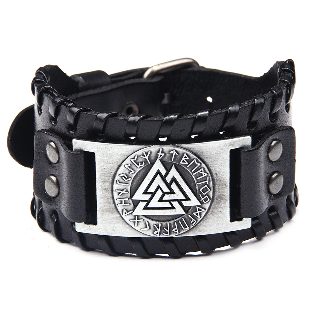 Armband Valknut Premiumleder - Schwarz