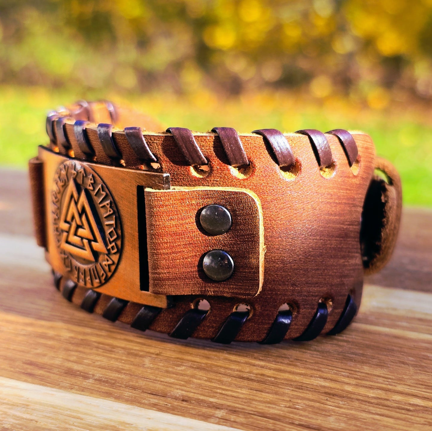 Bracelet Valknut Premiumleather - Brown