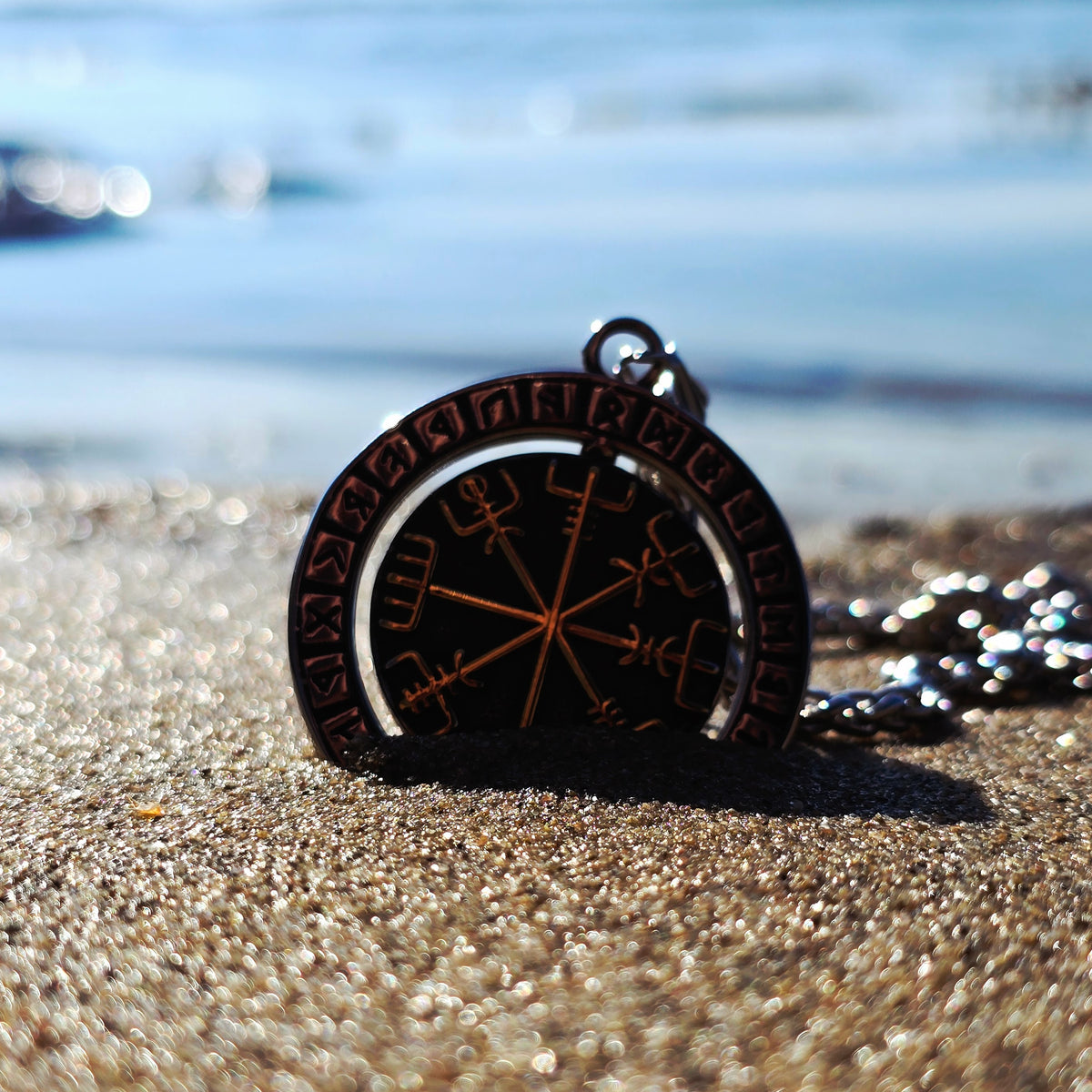 Rotating Vegvisir Iceland Compass - Viking Necklace