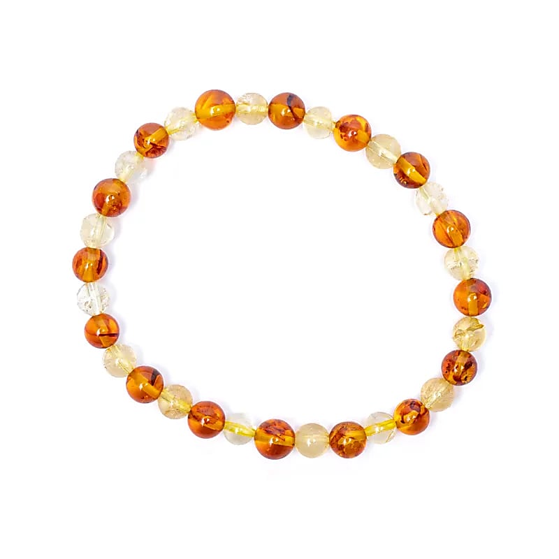 Amber and Citrine Bracelet – Elastic Natural Stone Bracelet