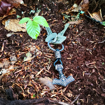 Nyckelring "Mjölnir-Valknut" (Silver Edition)