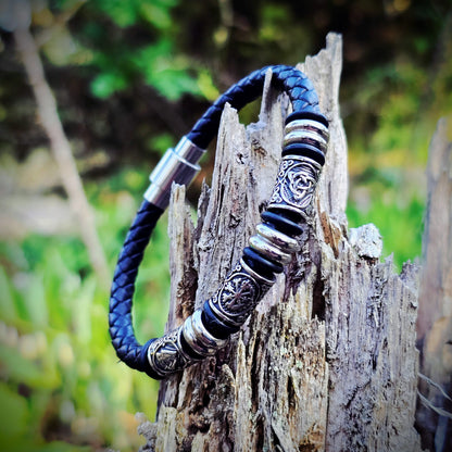 Viking Amulet Beads - Leather Bracelet