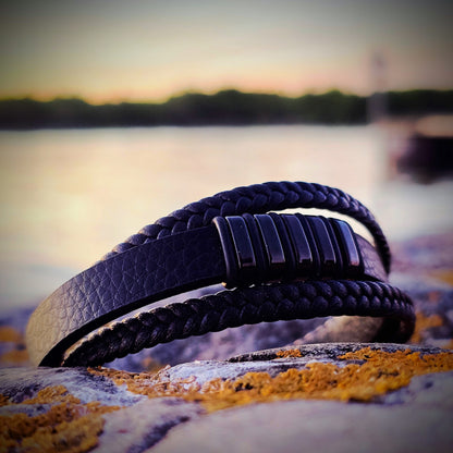 Bergen Triple Silver - Leather Bracelet