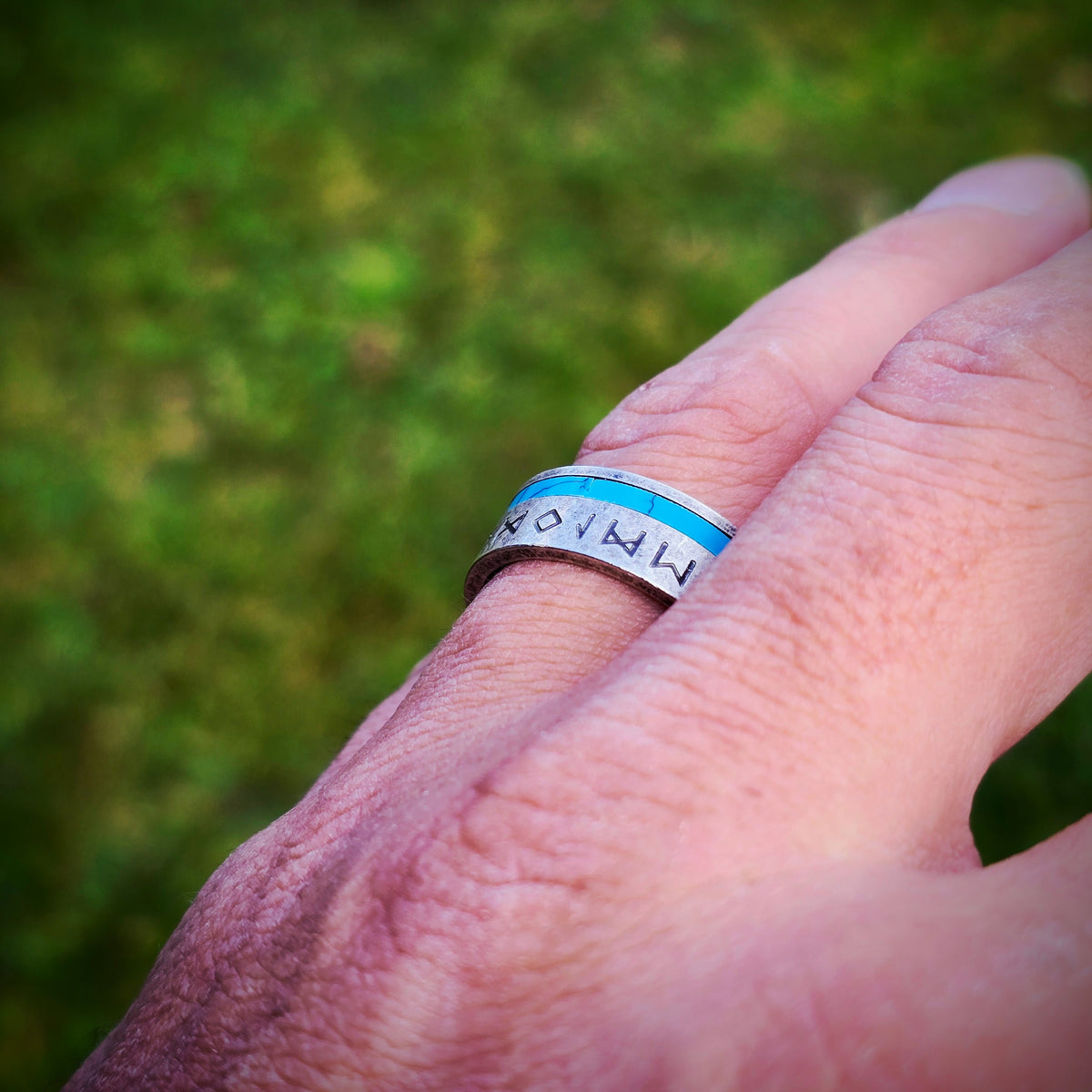 Runic Ring turkis utgave sølv