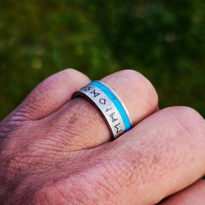 Runic Ring turkis utgave sølv