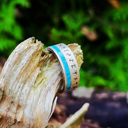 Runic Ring turkis utgave sølv
