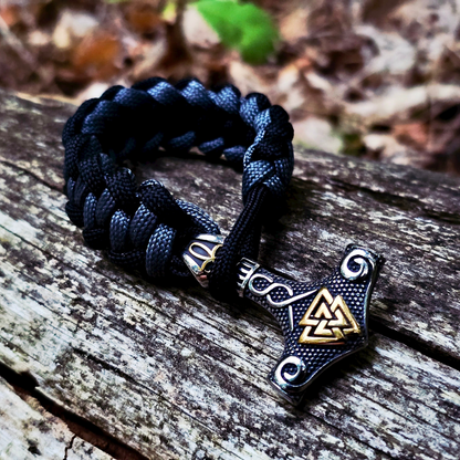 Thor Mjölnir Armband – Paracord, Schwarz-Grau