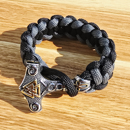 Thor Mjölnir Armband – Paracord, Schwarz-Grau