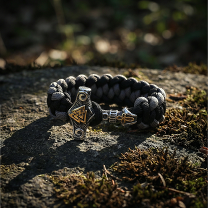 Thor Mjölnir Armband – Paracord, Schwarz-Grau