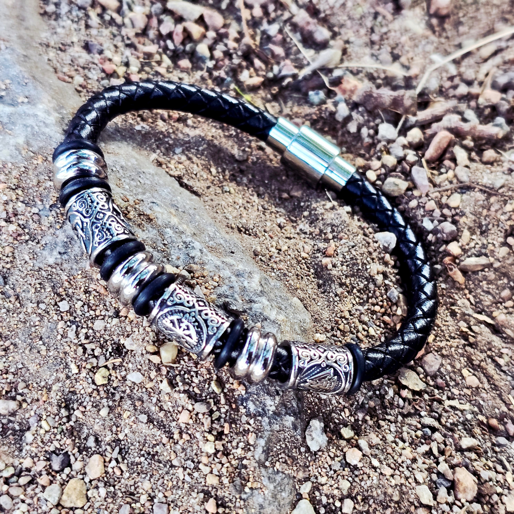 Viking Amulet Beads - Leather Bracelet