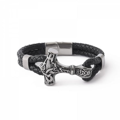 Armband Mjölnir Asgard Knot – Leder/Silber