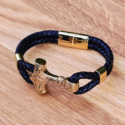 Armband Mjölnir Asgard Knot - Läder/Guld