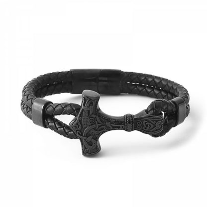 Bracelet Mjölnir Asgard Knot - Leather/Black