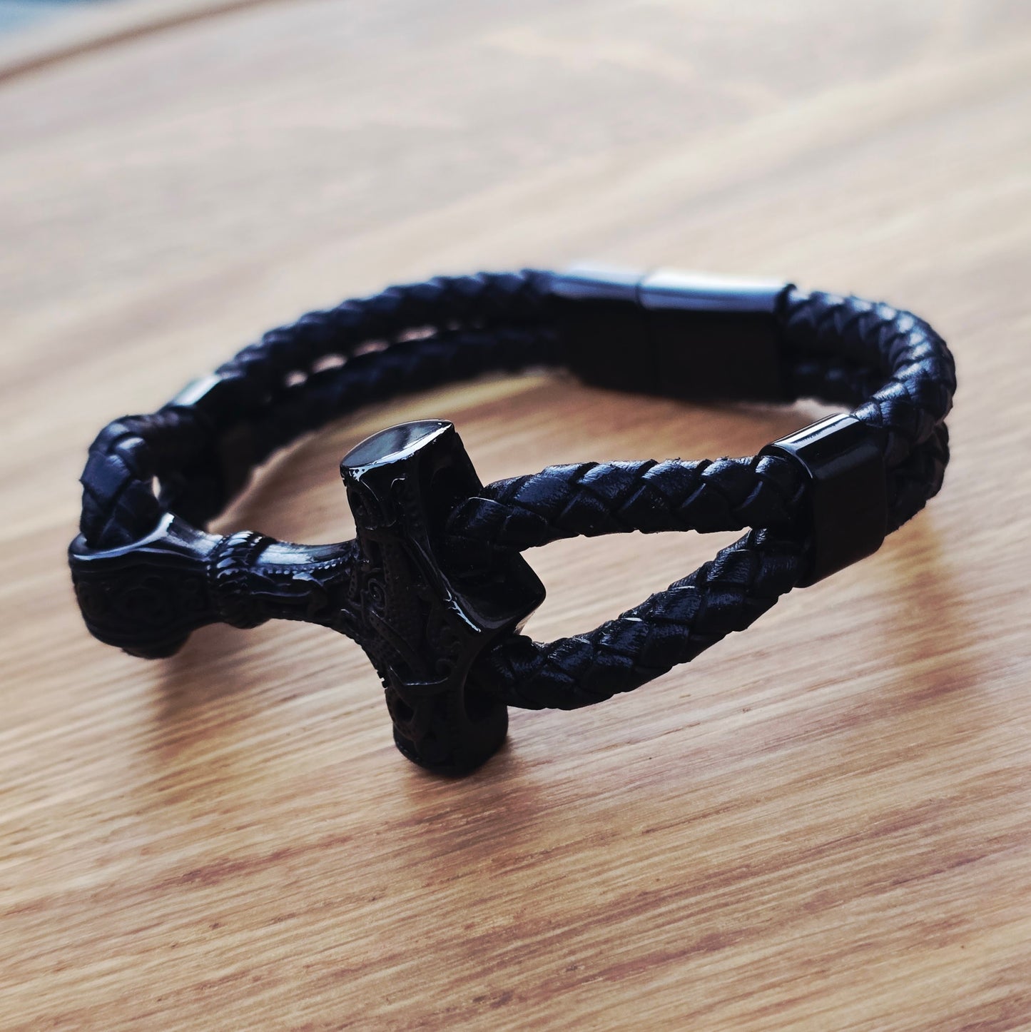 Bracelet Mjölnir Asgard Knot - Leather/Black