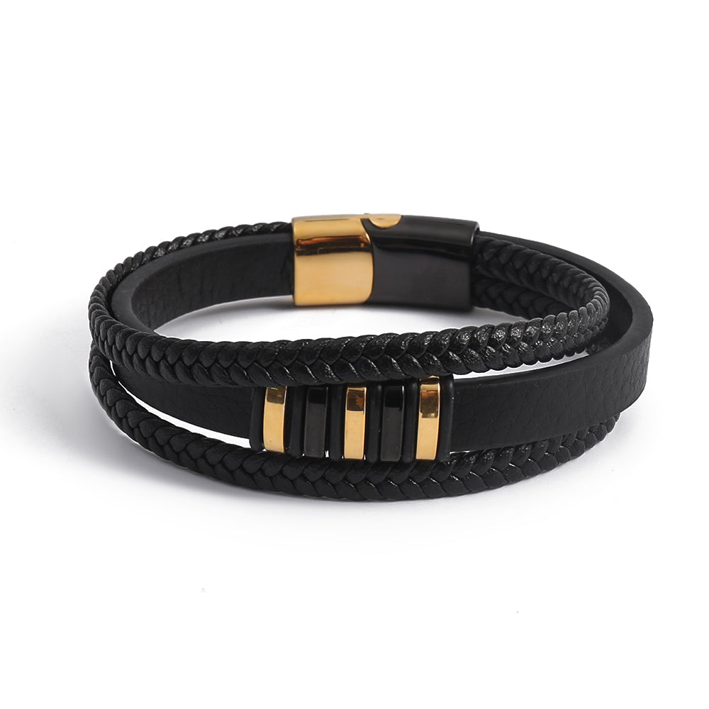 Armband Bergen-Trippel - Svart/Guld