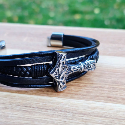 Armband Läder Mjönir Fimm