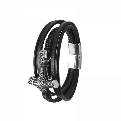 Armband Läder Mjönir Fimm