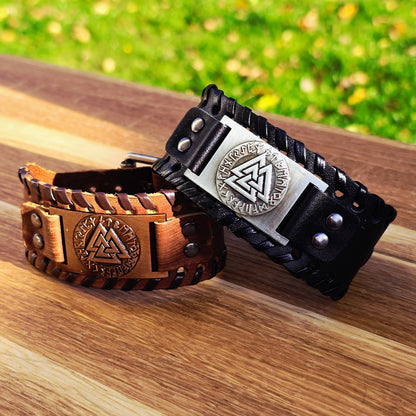 Armband Valknut Premiumleder - Schwarz