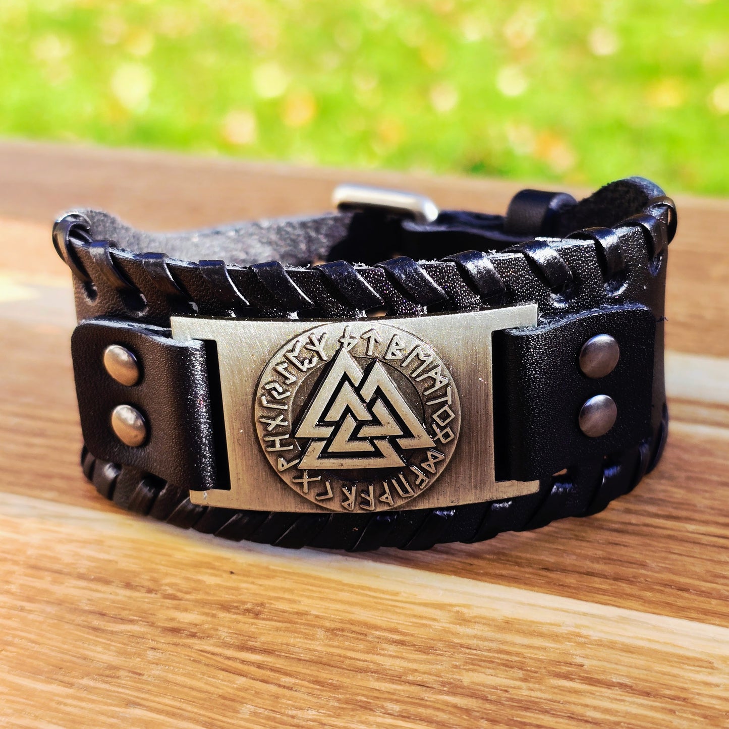 Armband Valknut Premiumleder - Schwarz