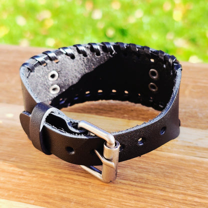 Armband Valknut Premiumleder - Schwarz