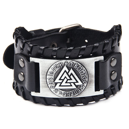 Armband Valknut Premiumleder - Schwarz