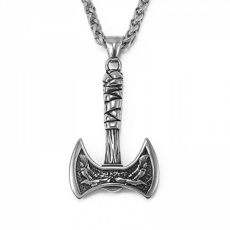 Halskette Wikinger-Rabenaxt - Silber