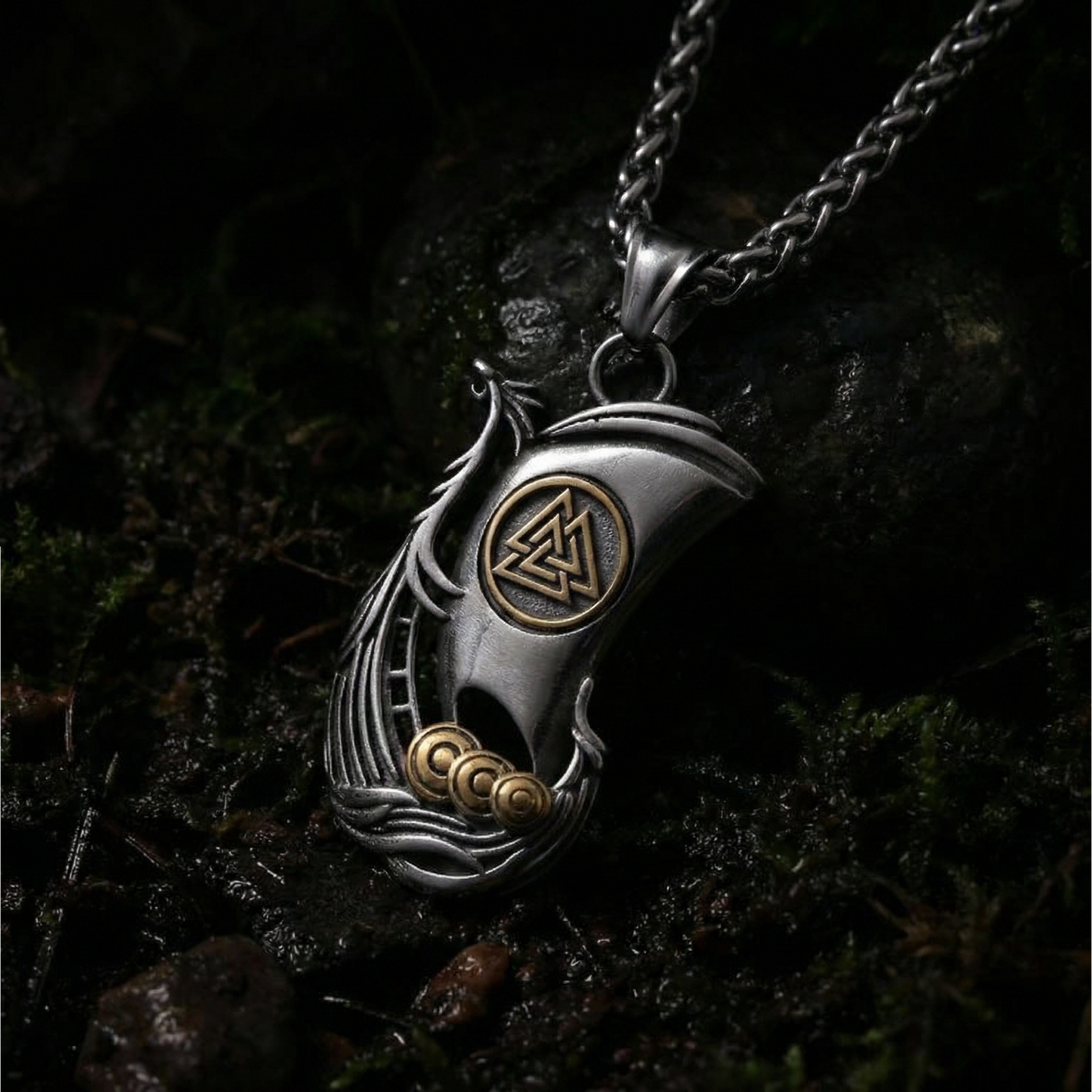 Halskette Drakkar Longship - Zweifarbig