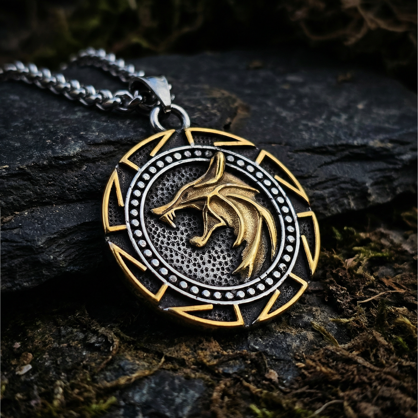 Necklace Fenrir the Wolf of Fate - Dual Tone