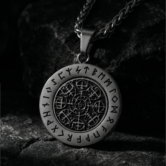 Roterande Vegvisir Halsband Polerat - S
