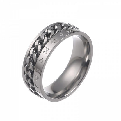Runic Chainbound Ring Silver