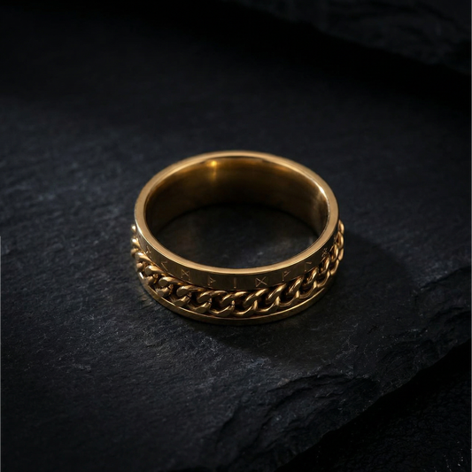 Runic Chainbound Ring Gold