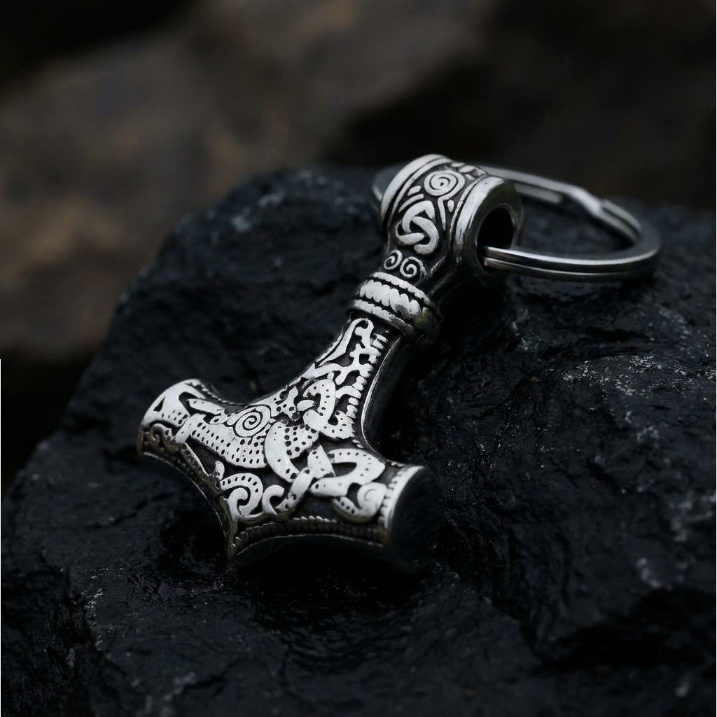 Keychain Mjölnir Asgard Knot Silver
