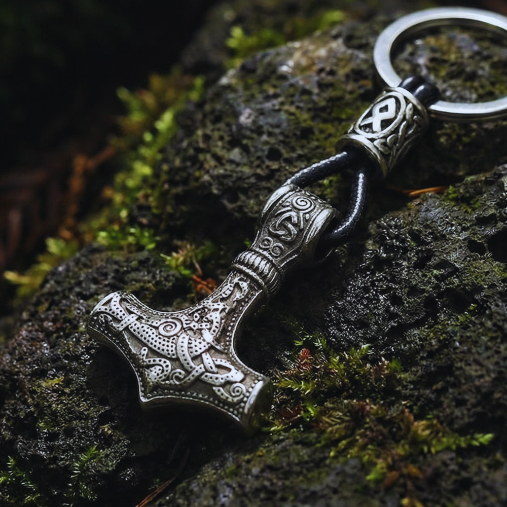 Keychain Mjölnir Asgard Knot Silver