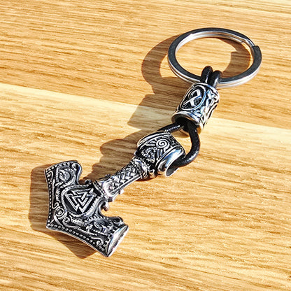 Nyckelring "Mjölnir-Valknut" (Silver Edition)