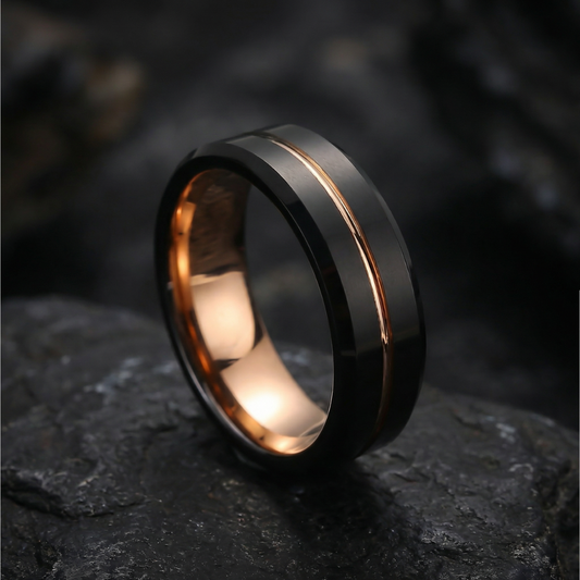 Tungsten Ring Till Dawn - Black and Rosé