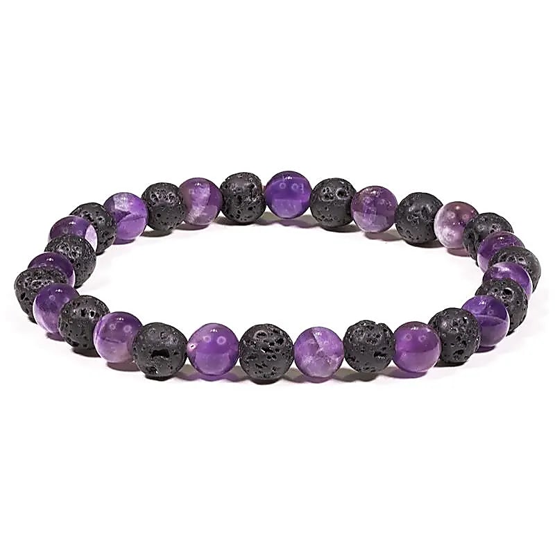 Armband Lava Stein und Amethyst
