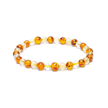Amber and Citrine Bracelet – Elastic Natural Stone Bracelet