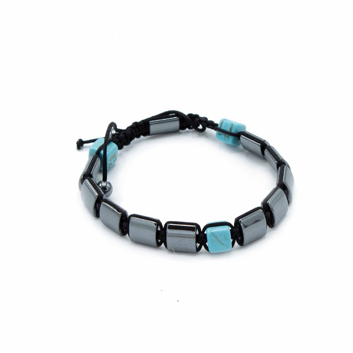 Magnetisk Shamballa-armbånd med hematitt og turkis blokk