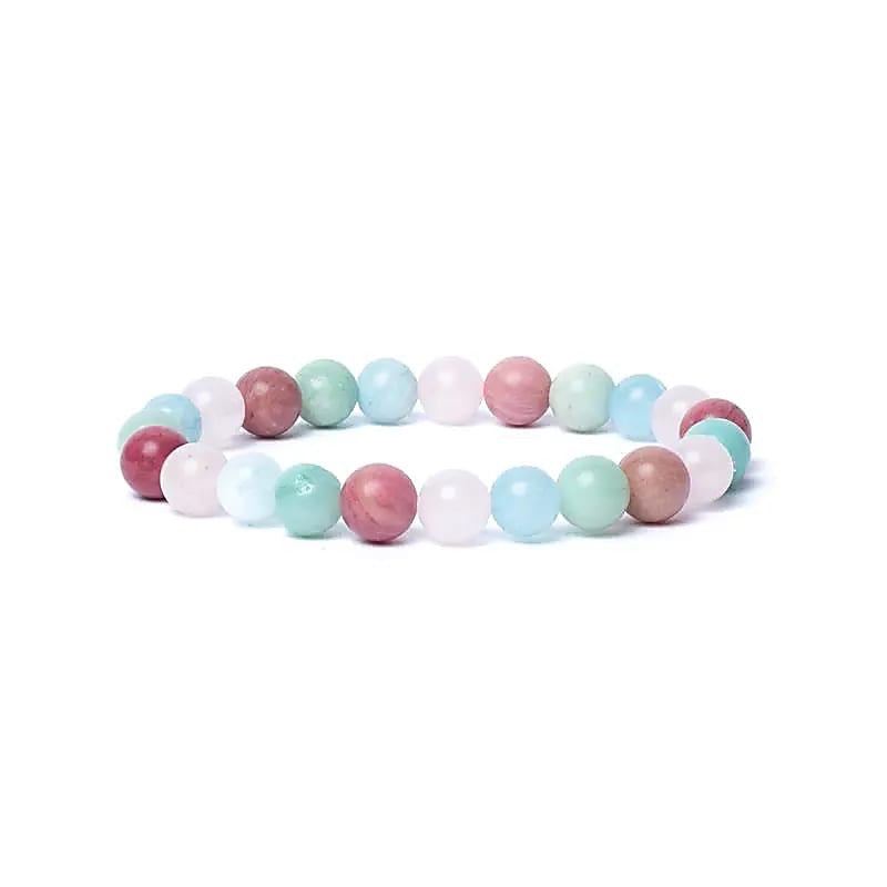 Aquamarine, Rose Quartz, Amazonite, and Thulite Bracelet AA Quality - 8mm