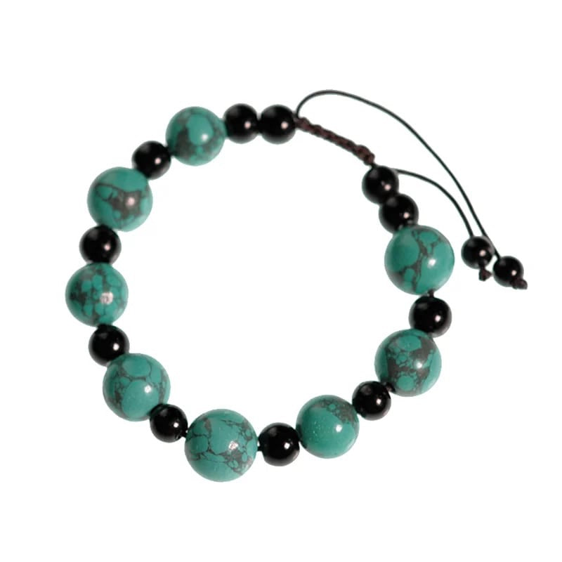 Adjustable Bracelet – Turquoise Paste and Black Agate