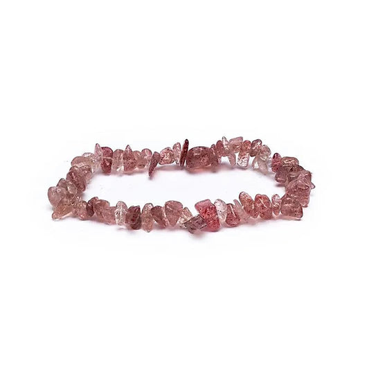 Strawberry Quartz Chip Bracelet 7mm