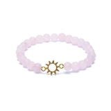 Armband Rosenquarz mit Sonnen Anhänger - 80 mm
