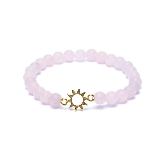 Rose Quartz Bracelet with Sun Charm (80mm)