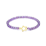 Armband Amethyst mit Sternen Anhänger - 4mm