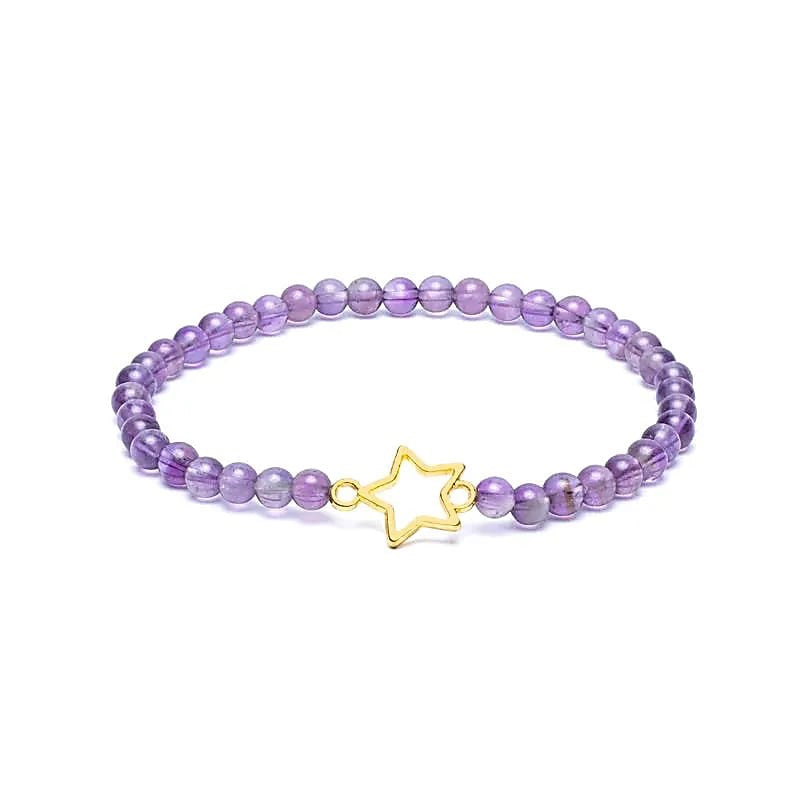 Amethyst Bracelet with Star Charm - 4mm