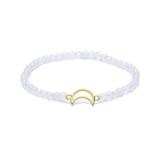 Moonstone Bracelet with Crescent Moon Charm (80mm)