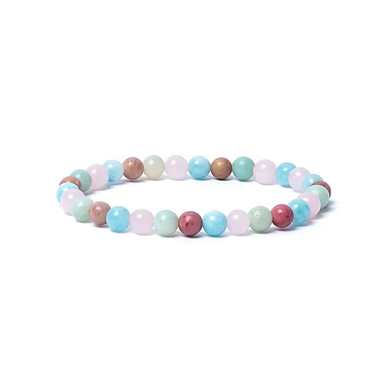 Bracelet Aquamarine, Rose Quartz, Amazonite, and Thulite AA Quality - 6mm