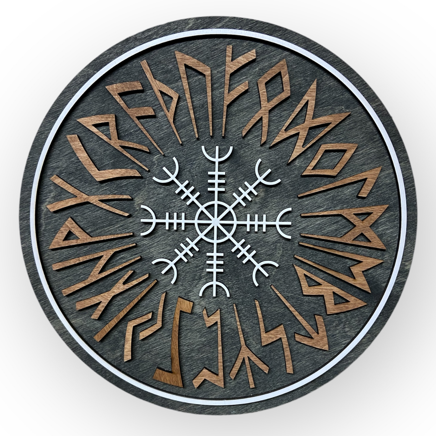 Nordic Shield with Runic Circle and Vegvísir
