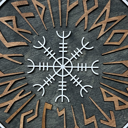 Nordic Shield with Runic Circle and Vegvísir